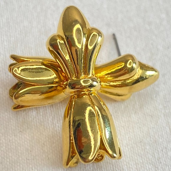 Three In One Earrings Gold Tone Tops With Detachable Faux Pearl Studs - Picture 10 of 14